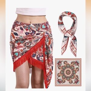 Paisley Print Sarong with Fringe